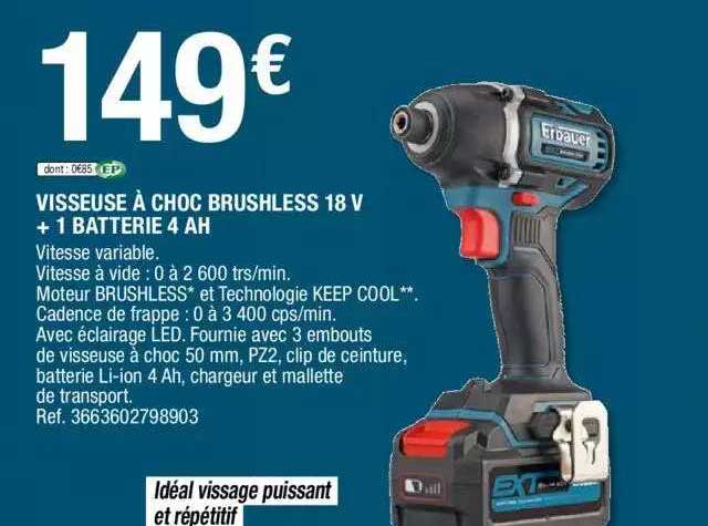 Visseuse à Choc Brushless 18v + 1batterie 4ah