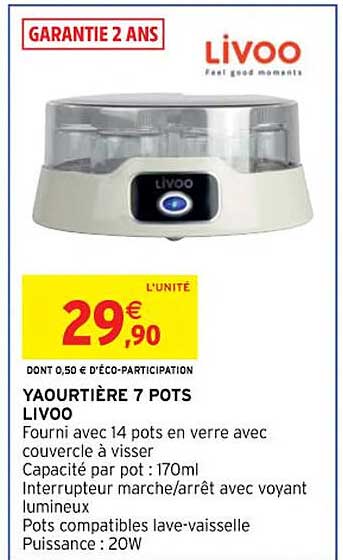 Yaourtière 7 Pots Livoo