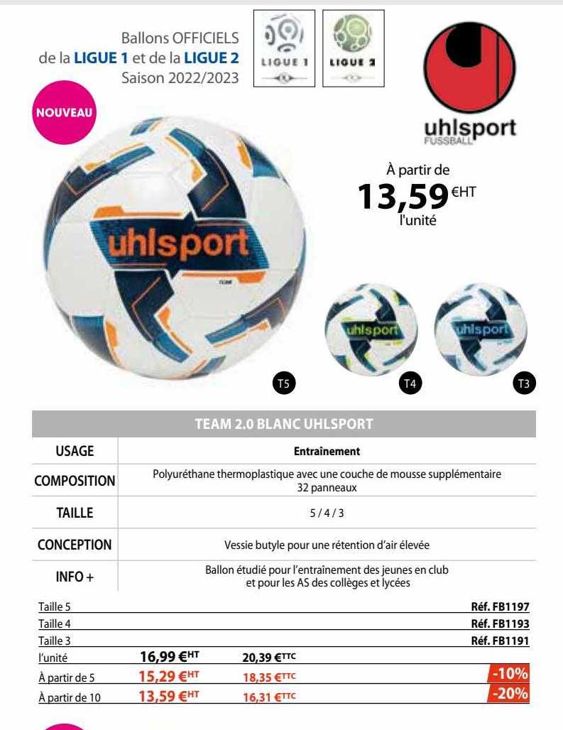 ballons officiels de la ligue 1 et de la ligue 2