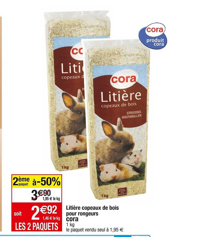 litière copeaux de bois pour rongeurs cora