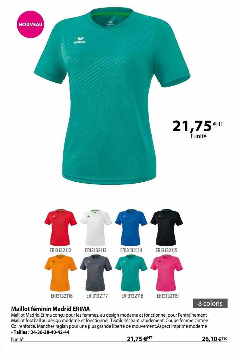 maillot féminin madrid erima