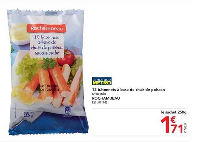 12 Bâtonnets à Base De Chair De Poisson Rochambeau