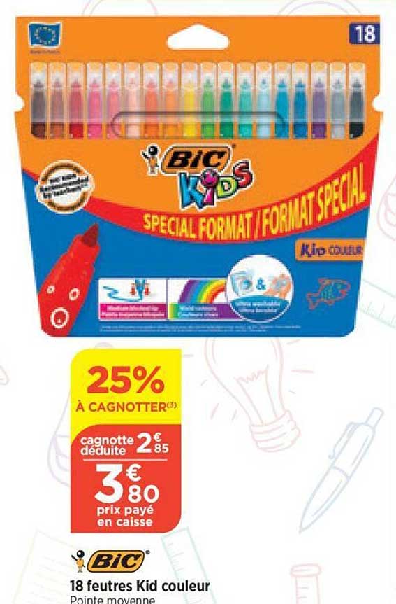18 feutres kid couleur bic