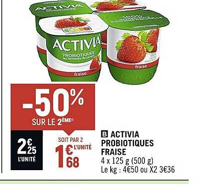 Activia Probiotiques Fraise