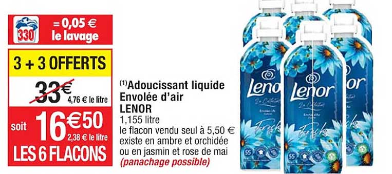 adoucissant liquide envolée d'air lenor