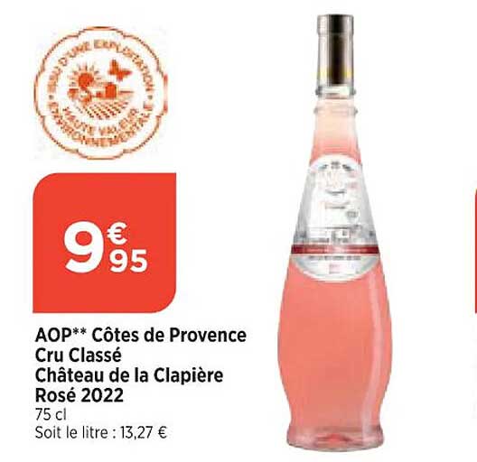 aop côtes de provence cru classé château de la clapière rosé 2022