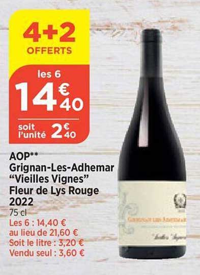 aop grignan-Les-Adhemar "vieilles vignes" fleur de lys rouge 2022
