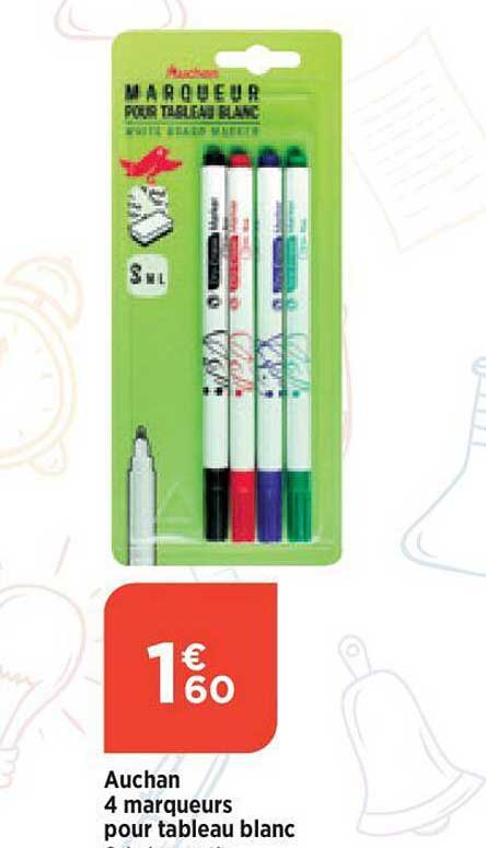 Auchan 4 Marqueurs Pour Tableau Blanc