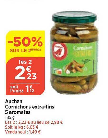 auchan cornichons extra-fins 5 aromates