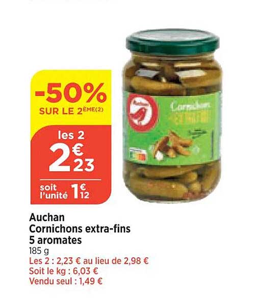 auchan cornichons extra-fins 5 aromates