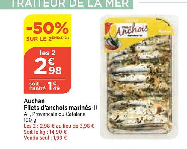 auchan filets d'anchois marinés