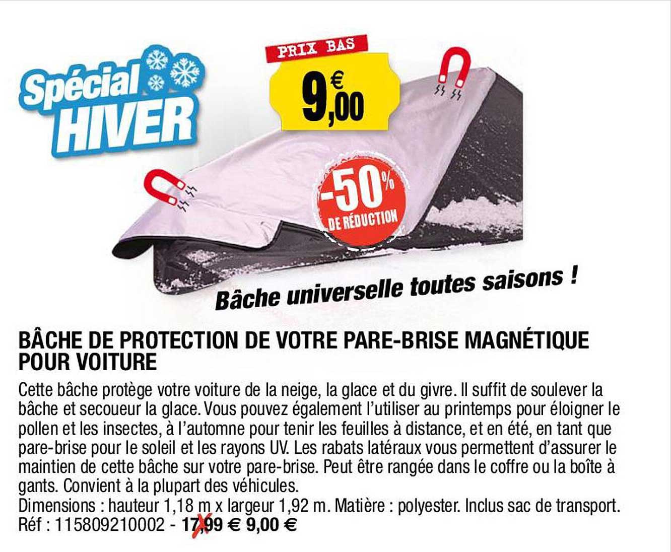 bâche de protection de votre pare-brise magnétique pour voiture