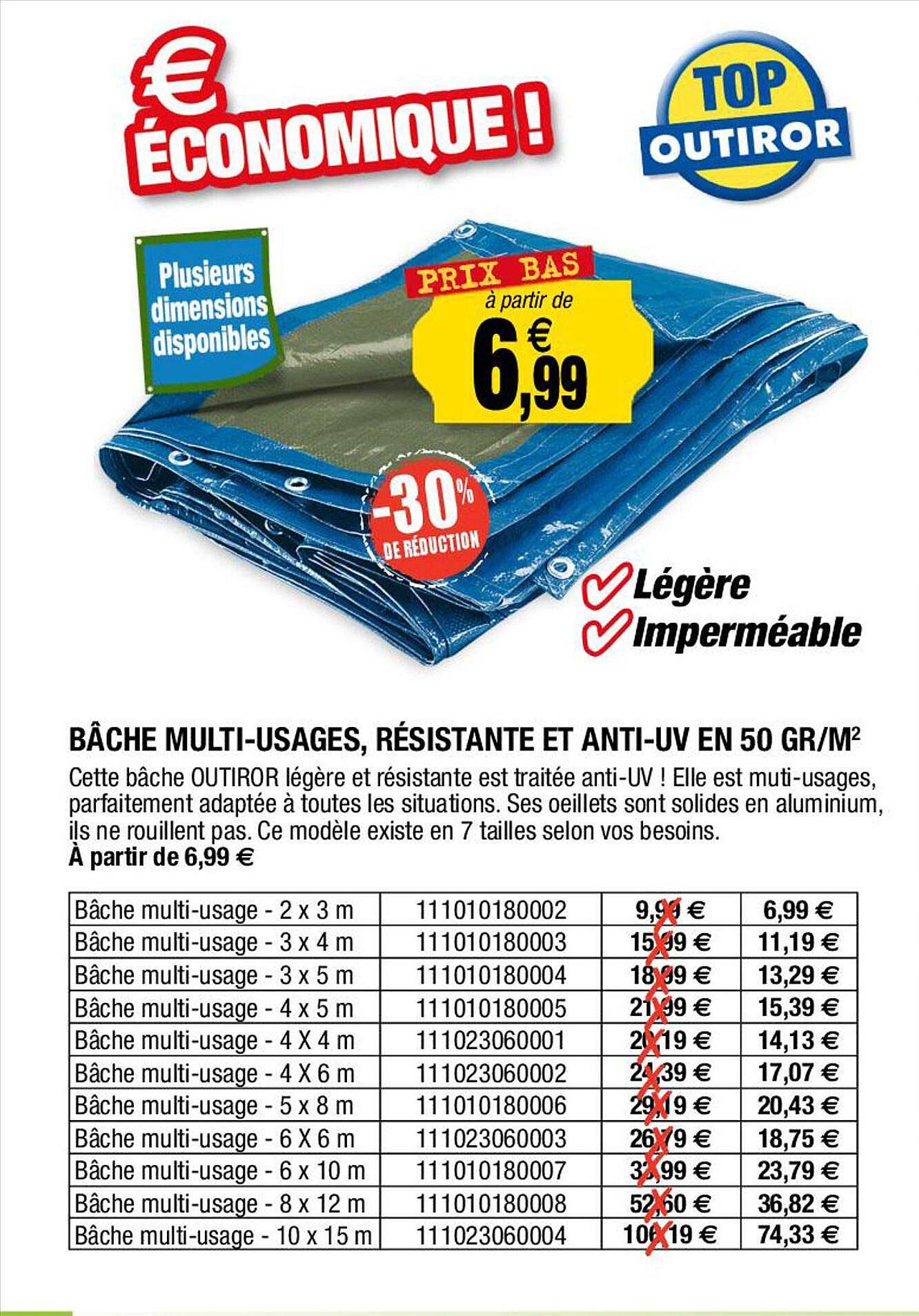 bâche multi-usages, résistante et anti-uv en 50 gr/m²