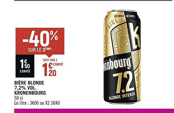 bière blodne 7,2% vol. kronenbourg