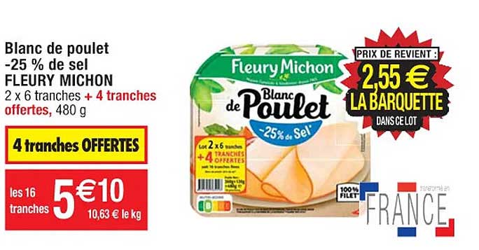 blanc de poulet -25% de sel fleury michon