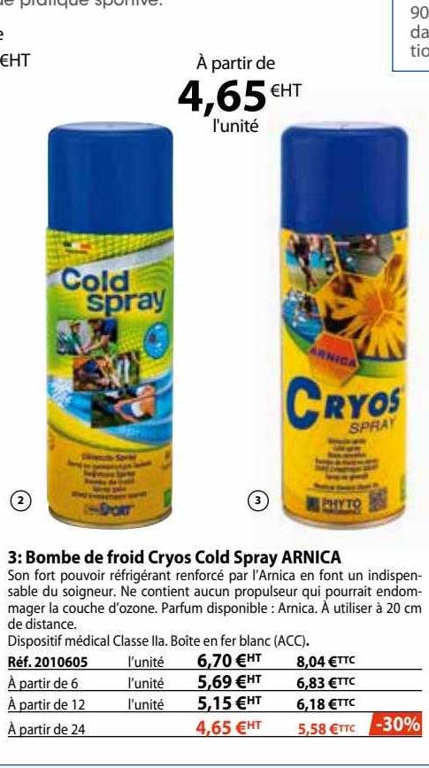 bombe de froid cryos cold spray arnica