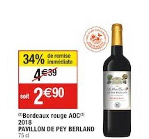 bordeaux rouge aoc 2018 pavillon de pey berland