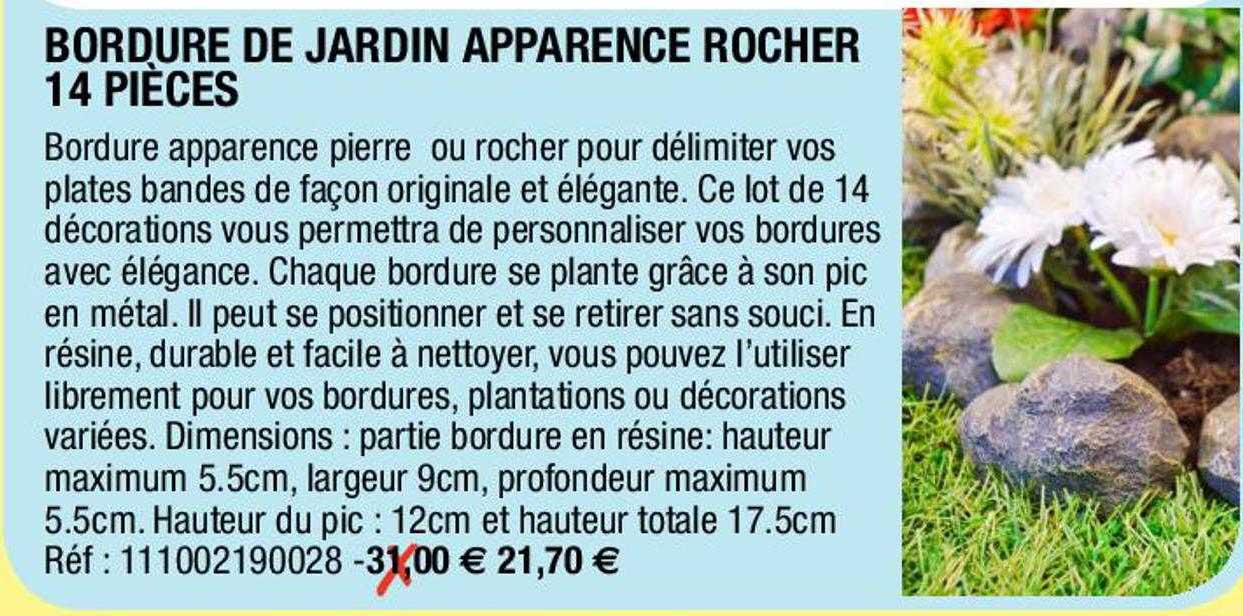 bordure de jardin apparence rocher 14 pièces