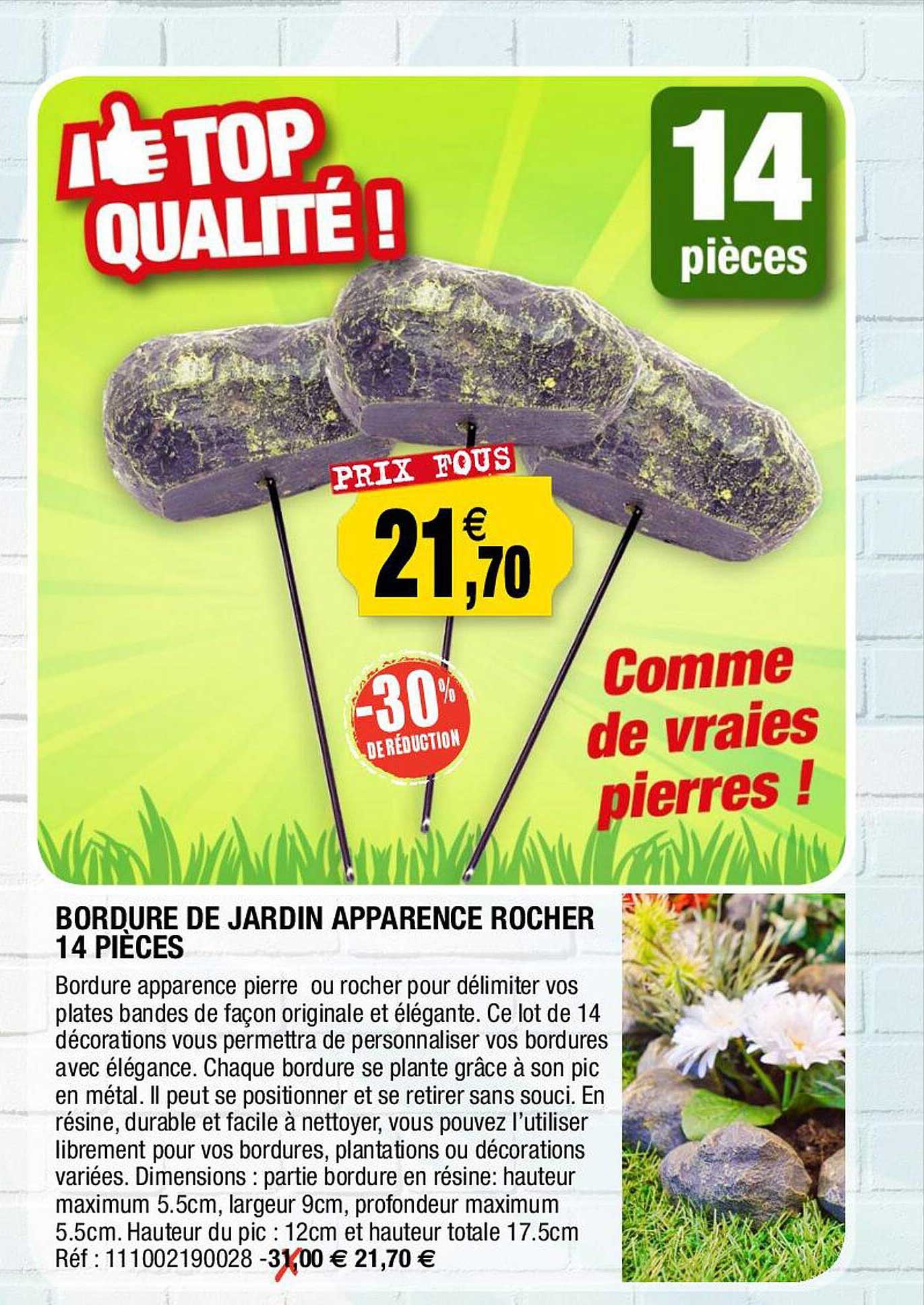 bordure de jardin apparence rocher 14 pièces