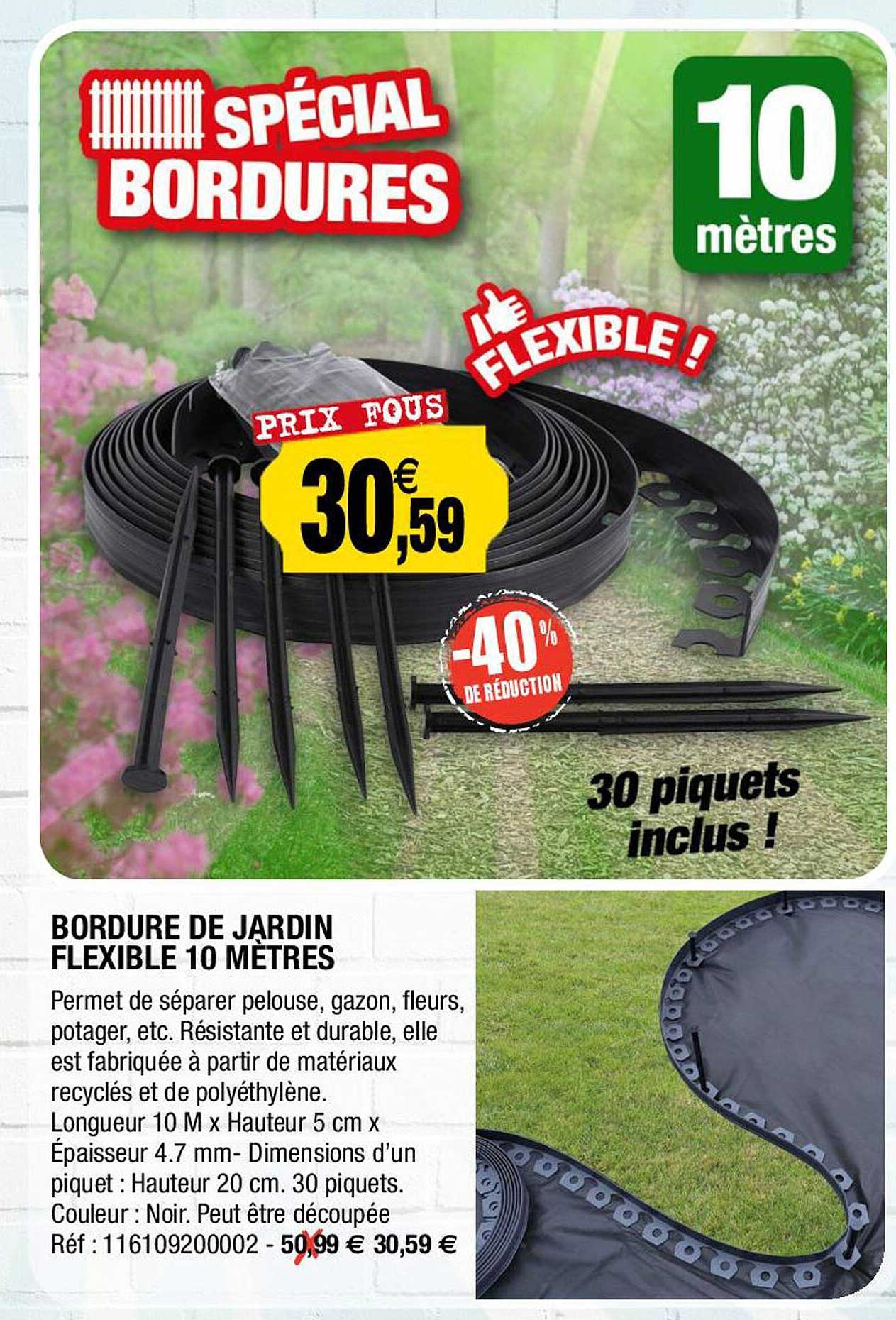 bordure de jardin flexible 10 mètres