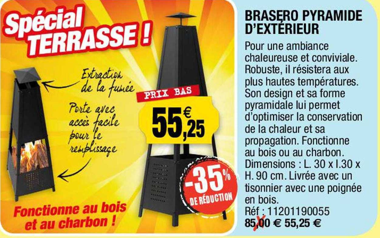 brasero pyramide d'extérieur