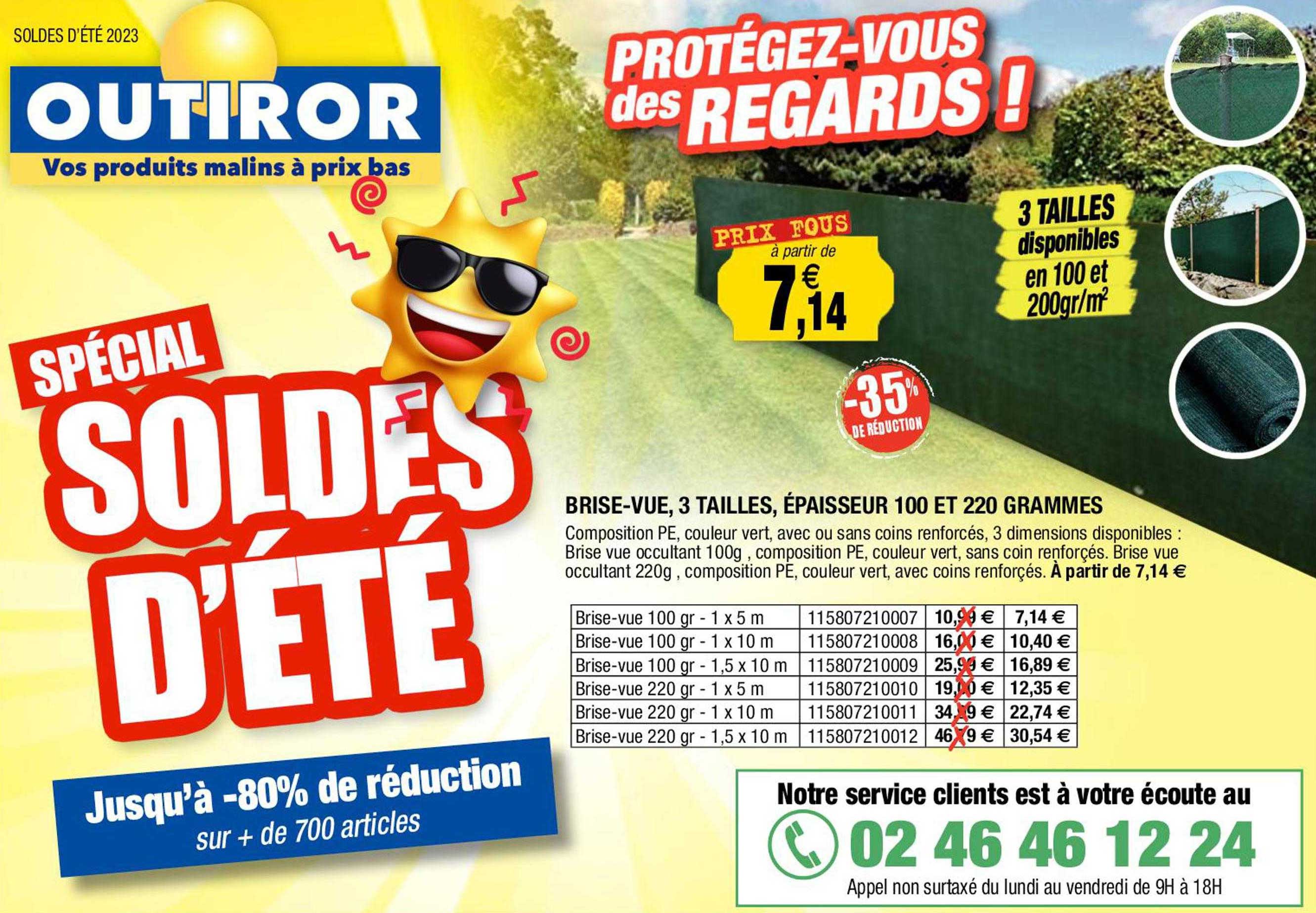 brise-vue, 3 tailles, épaisseur 100 et 220 grammes