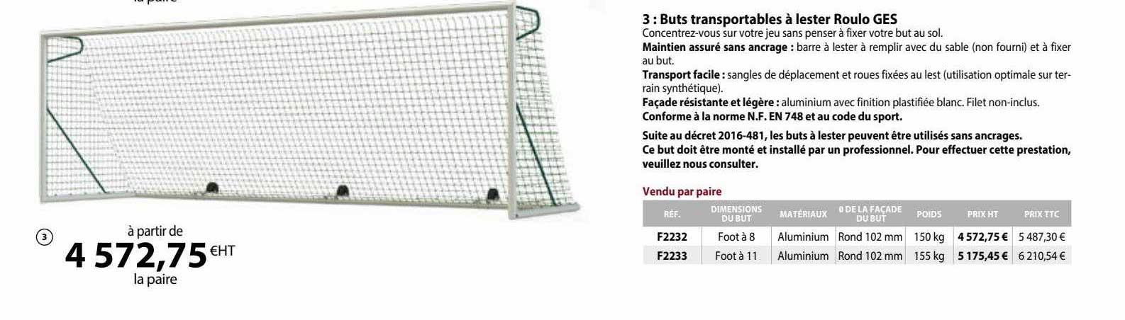 buts transportables à lester roulo ges