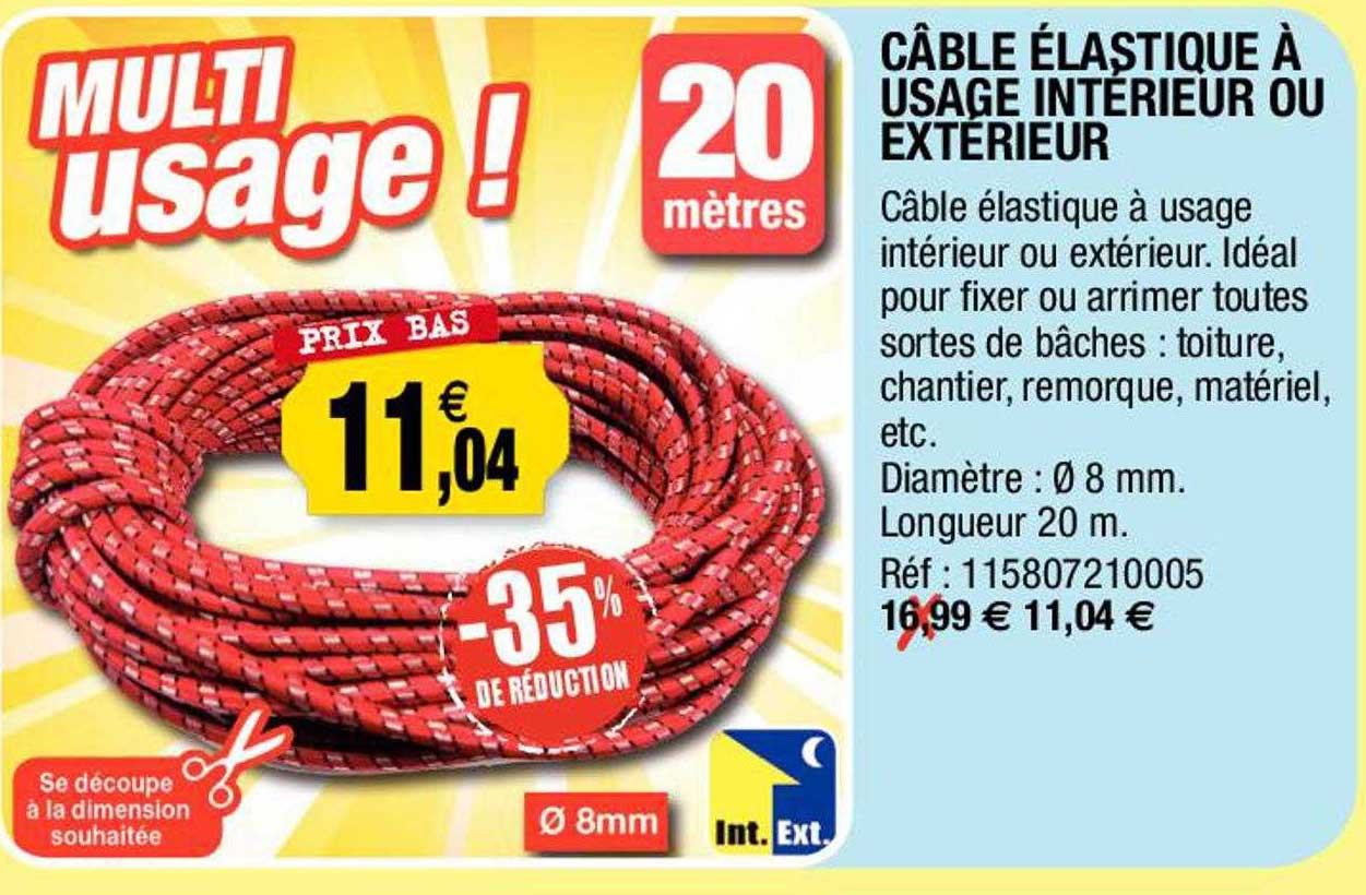 câble élastique à usage intérieur ou extérieur
