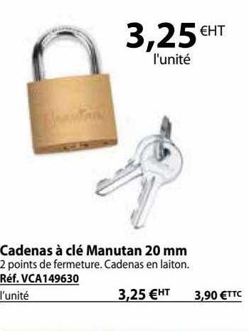 Cadenas à Clé Manutan 20 Mm