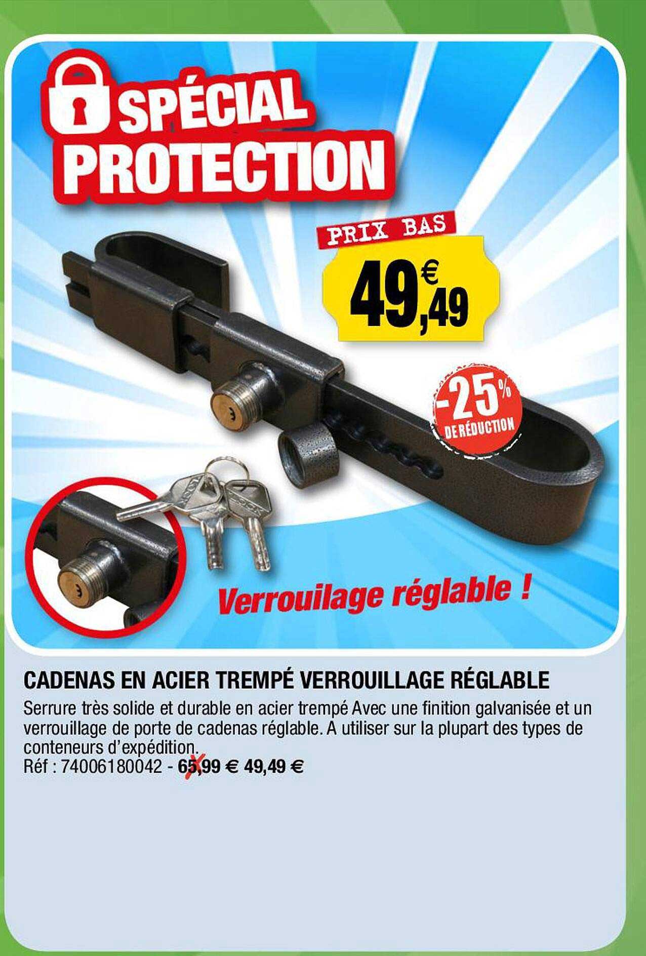 cadenas en acier trempé verrouillage réglable