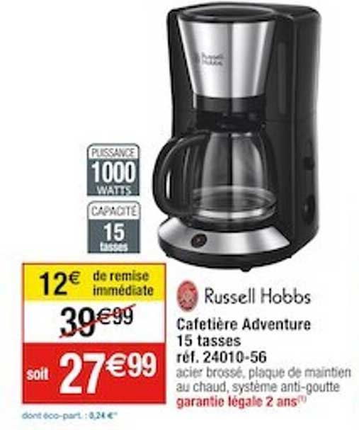 cafeitère adventure 15 tasses réf. 24010-56 russell hobbs