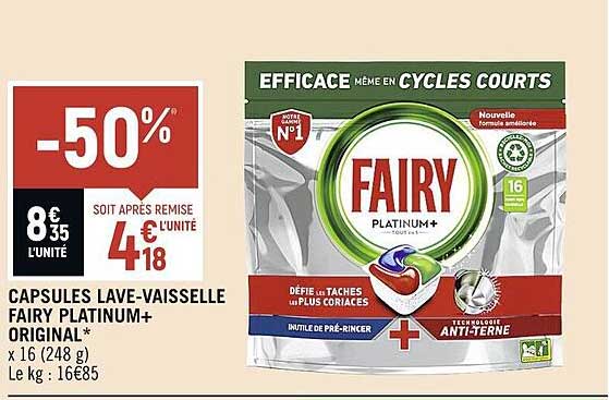 capsules lave-vaisselle fairy platinum+ original