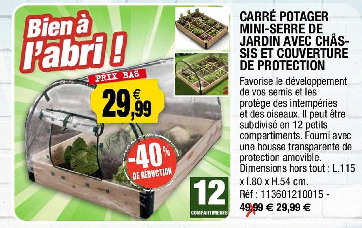 carré potager mini-serre de jardin avec châssis et couverture de protection