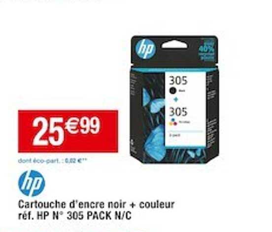 cartouche d'encre noir + couleur réf. hp n° 305 pack n/c