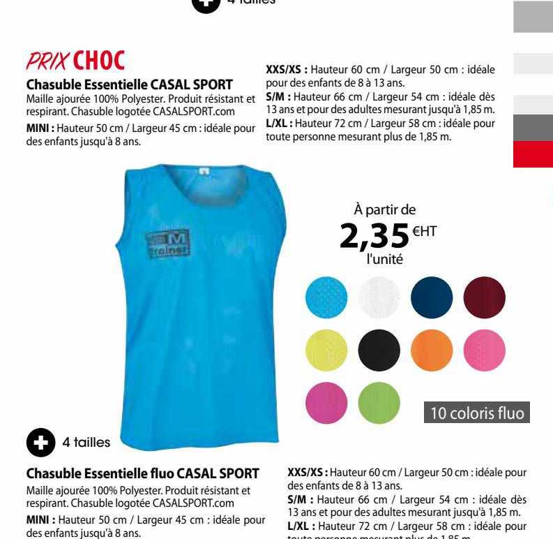 chasuble essentielle casal sport, chasuble essentielle fluo casal sport