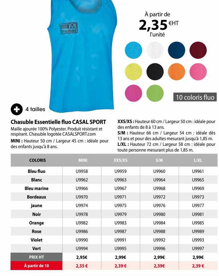 chasuble essentielle fluo casal sport