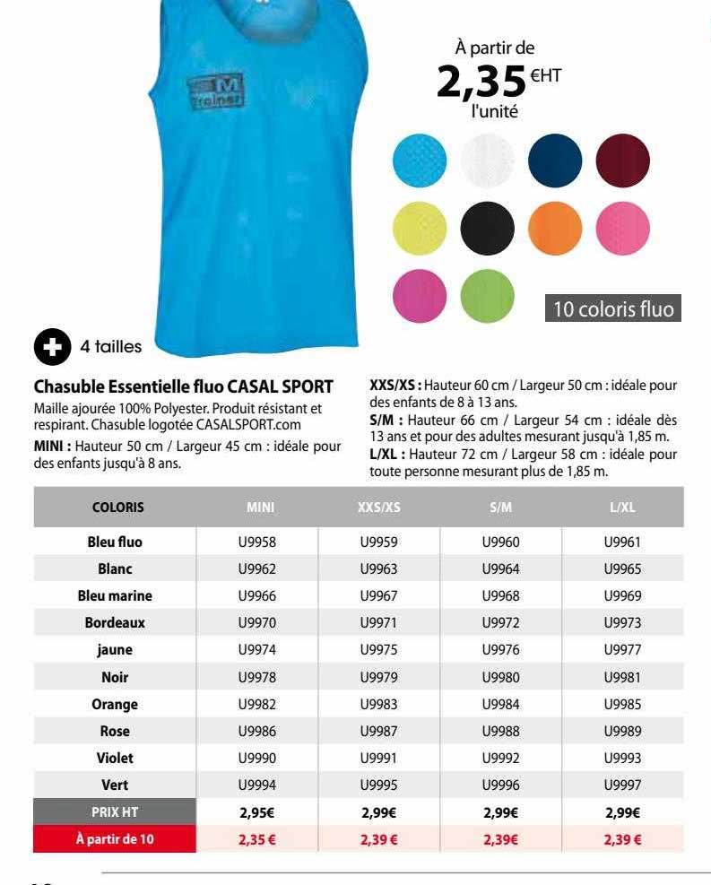 chasuble essentielle fluo casal sport