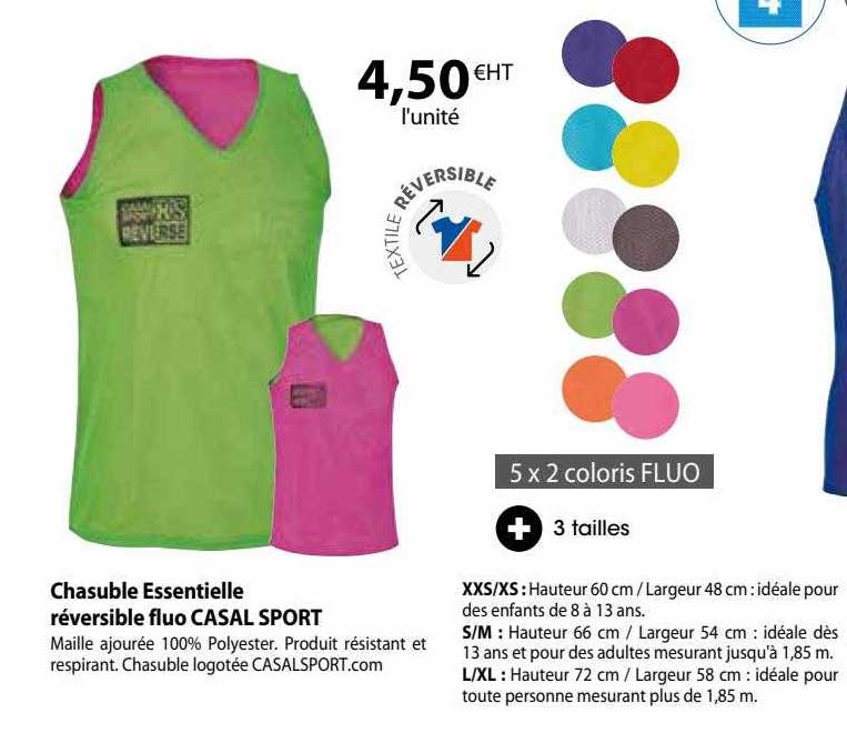 chasuble essentielle réversible fluo casal sport