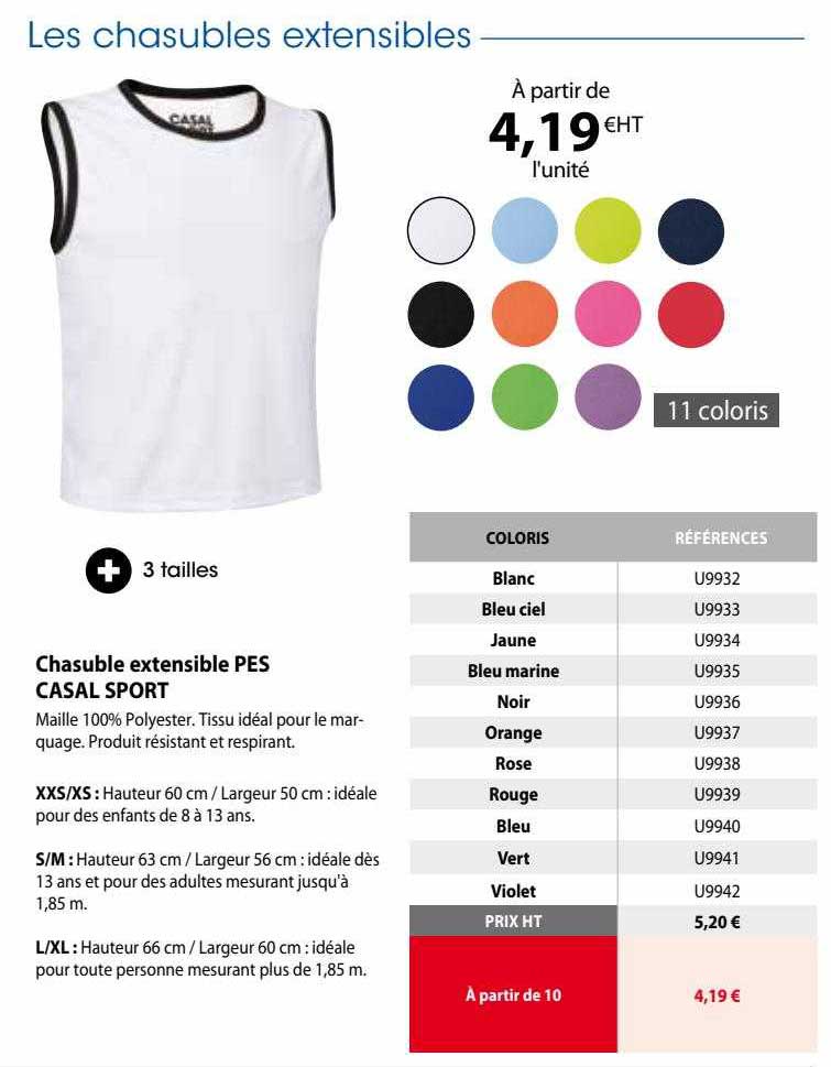 chasuble extensible pes casal sport