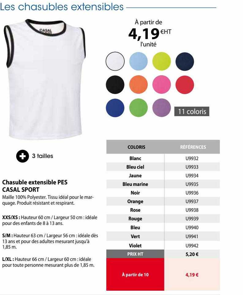 chasuble extensible pes casal sport