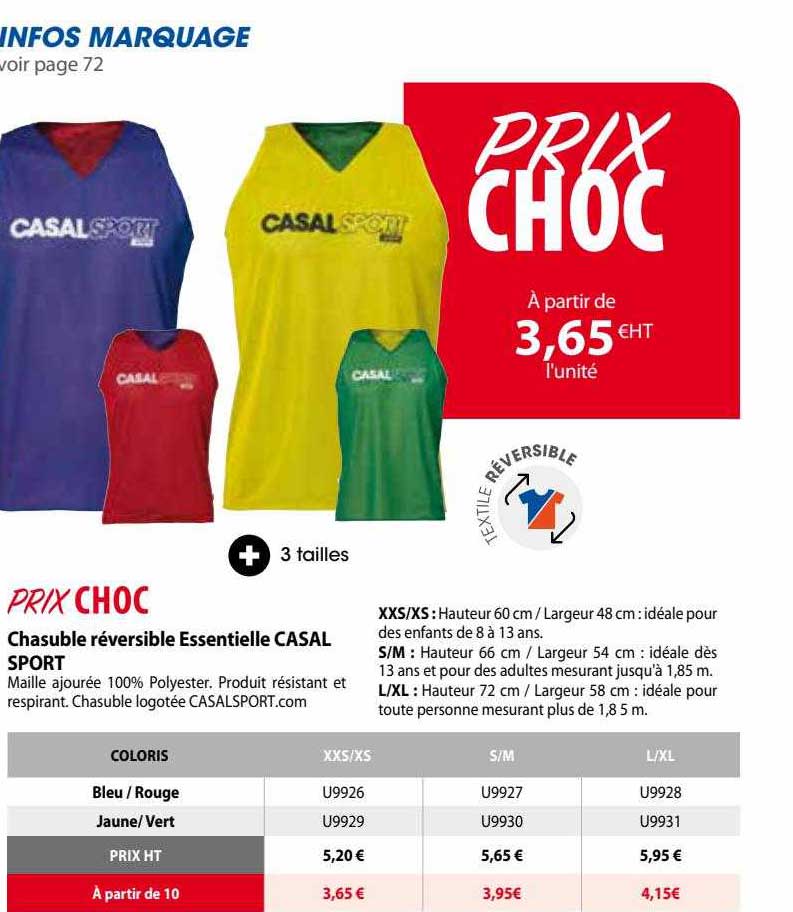 chasuble réversible essentielle casal sport