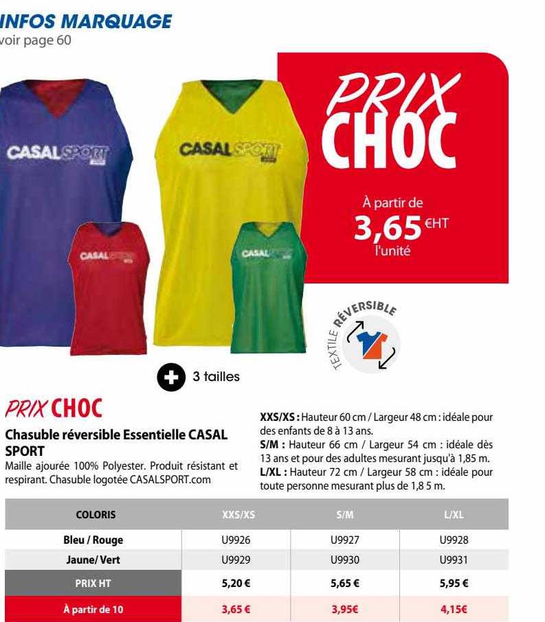 chasuble réversible essentielle casal sport