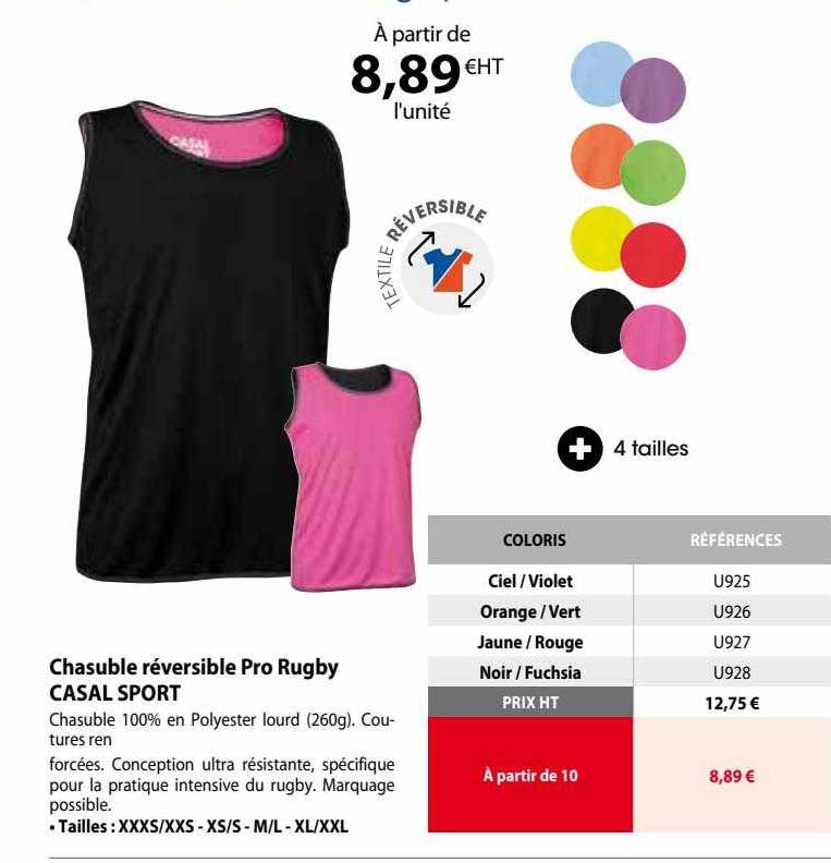 chasuble réversible pro rugby casal sport