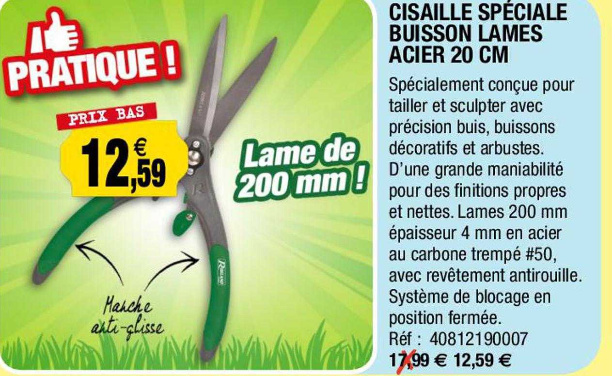 Cisaille Spéciale Buisson Lames Acier 20 Cm