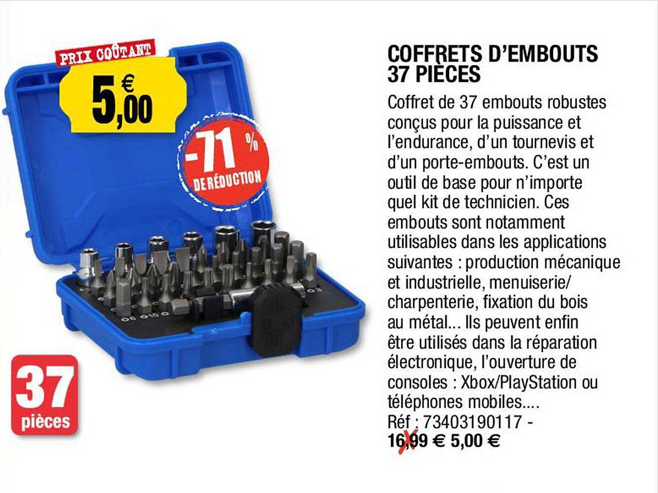 coffrets d'embouts 37 pièces