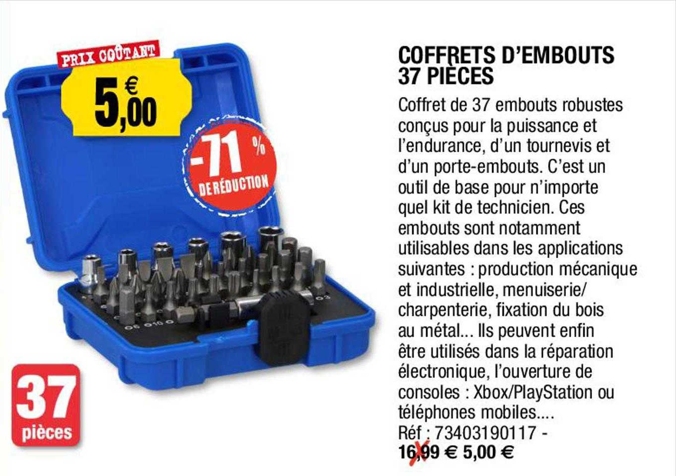 coffrets d'embouts 37 pièces