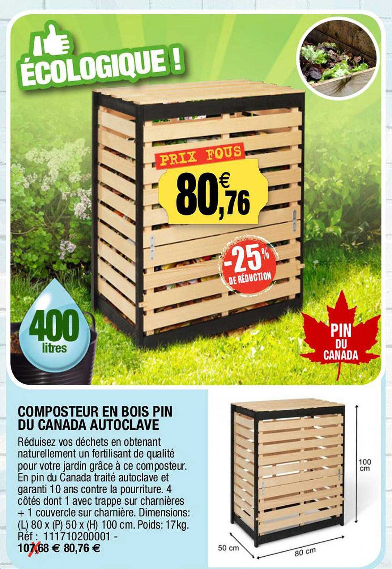 composteur en bois pin du canada autoclave