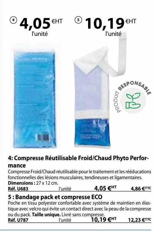 compresseur réutilisable froid/chaud phyto performance, bandage pack et compresse éco