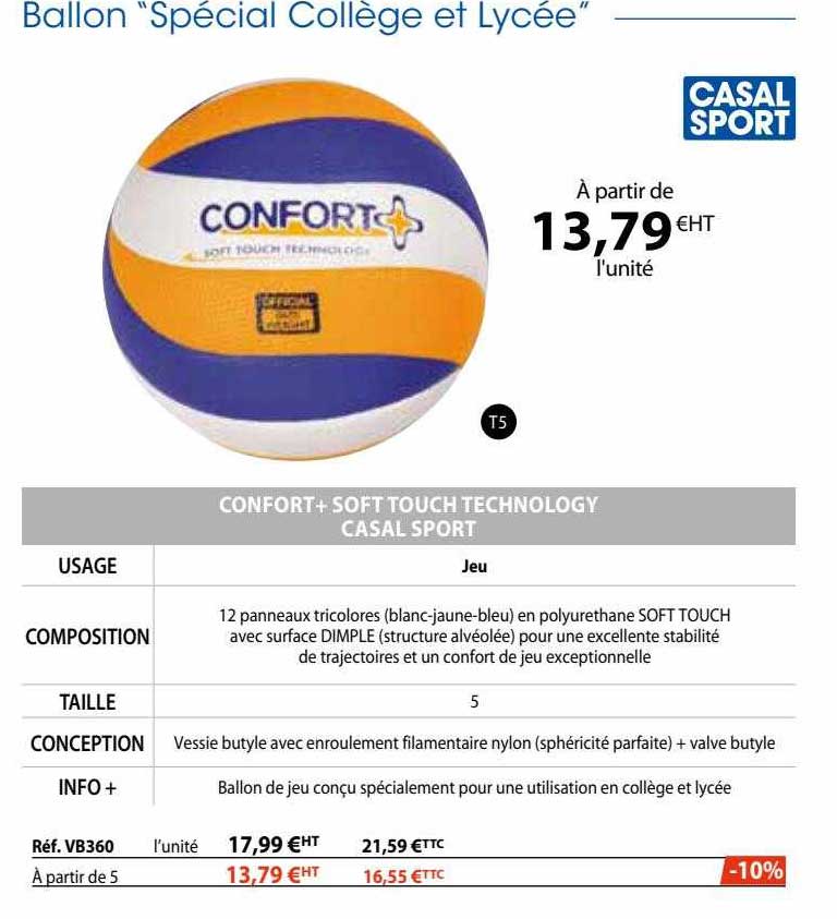 confort+ soft touch technology casal sport
