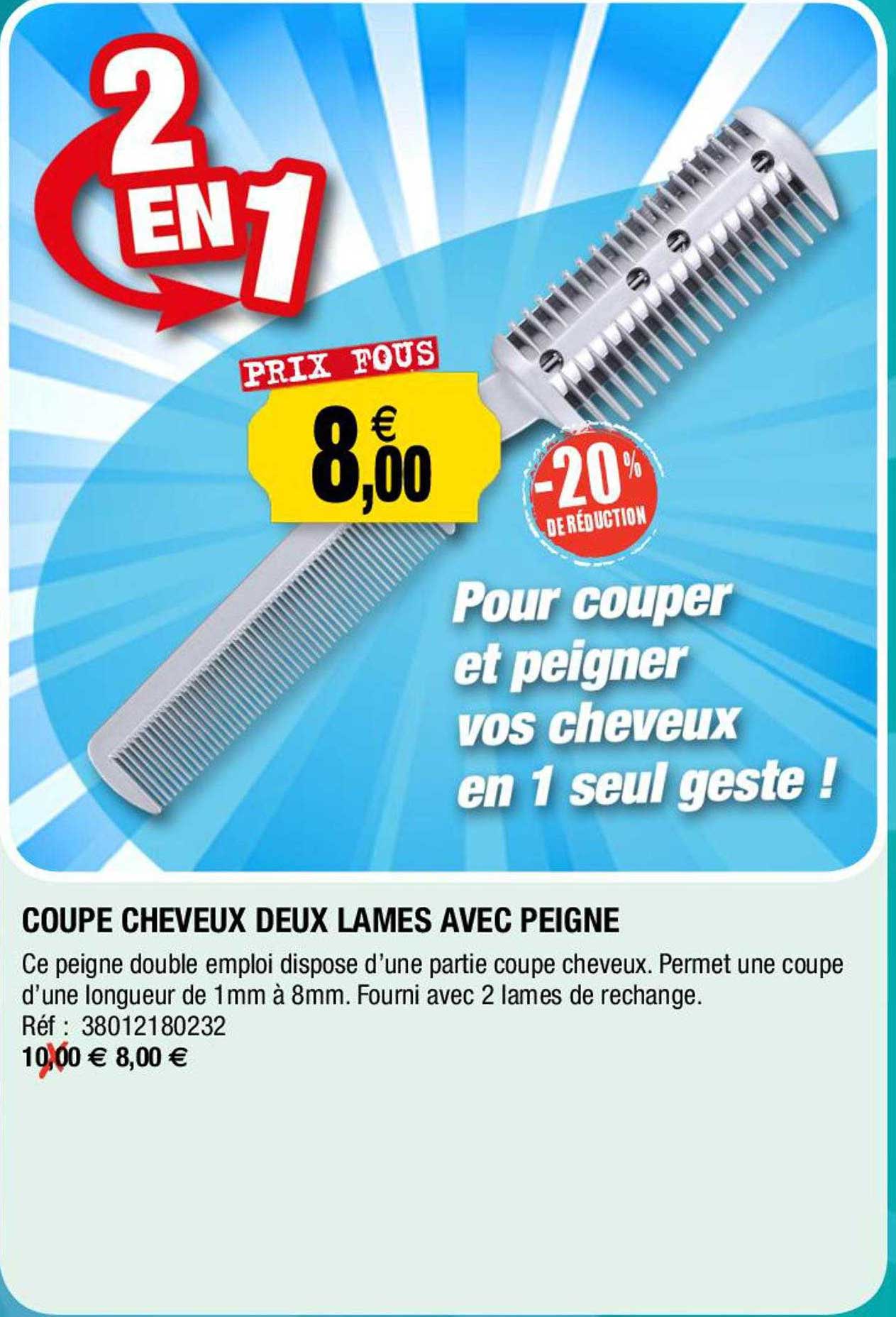 coupe cheveux deux lames avec peigne